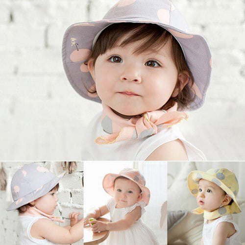 Spring Summer Baby Bucket Hat Cute Bear Ear Newborn Panama Cap Solid Color  Outdoor Beach Kids Baby Boy Girl Sun Hats Bonnet