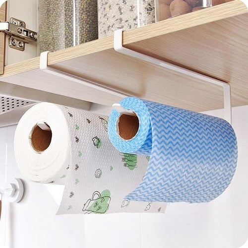 1pc Self-adhesive Paper Roll Holder, Kitchen Paper Towel Rack, Cling Film  Storage Rack, Traceless Wall-mounted Hook Shelf For Organizing