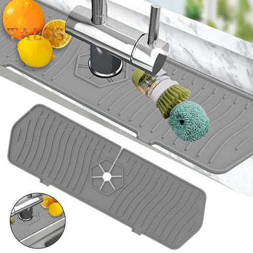 Kitchen Sink Splash Guard Faucet Mat -2 PC Super Absorbent Fast Drying Mat Sink Gadgets-Splash Guard Behind Faucet Drip Catcher for Kitchen