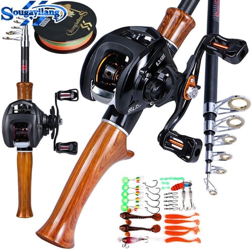 Sougayilang Spinning Fishing Rod and Reel Combos Portable Telescopic  Fishing Pole Spinning reels for Travel Saltwater Freshwater Fishing