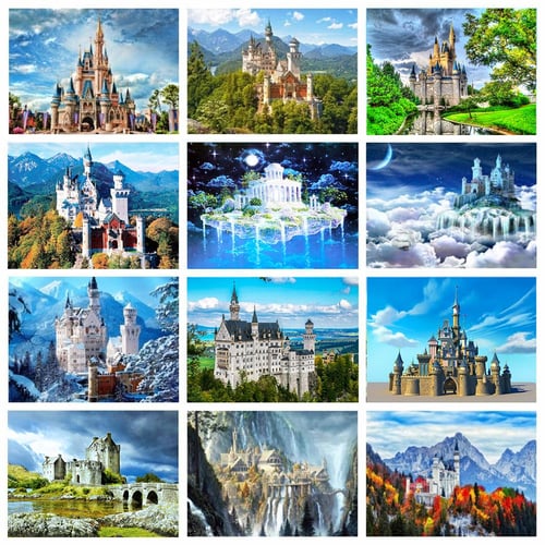 Cheap 5d Diamond painting Embroidery Cross Stitch Castle Pictures of  Rhinestones Diamond Art Painting Kits Landscape Decor for Home