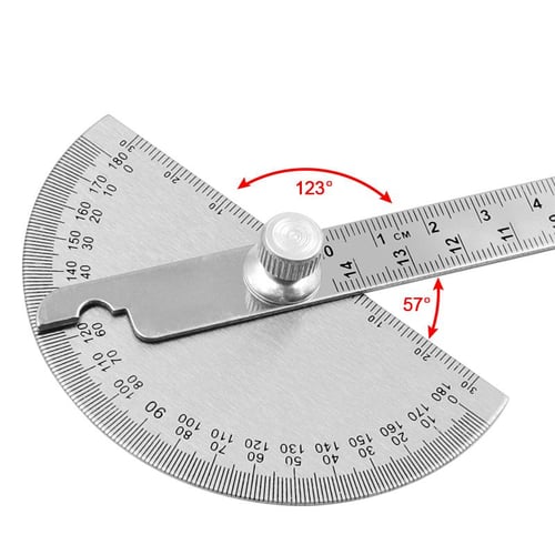 Stainless Steel Round Head 180 degree Protractor Angle Finder Rotary  Measuring Ruler Machinist Tool 10cm Craftsman Ruler