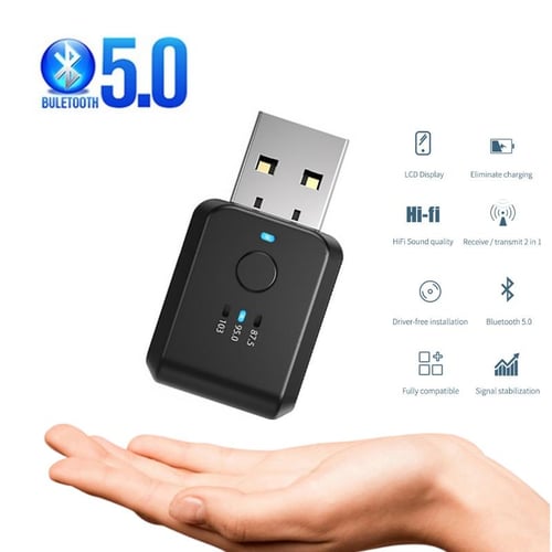 2 In 1 USB Bluetooth 5.0 Transmitter Receiver Adapter Wireless For PC Car  Kit 