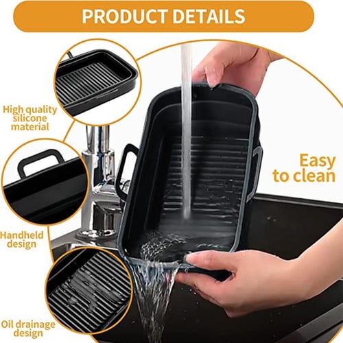 1pc Heat Resistant Foldable Silicone Air Fryer & Baking Pan