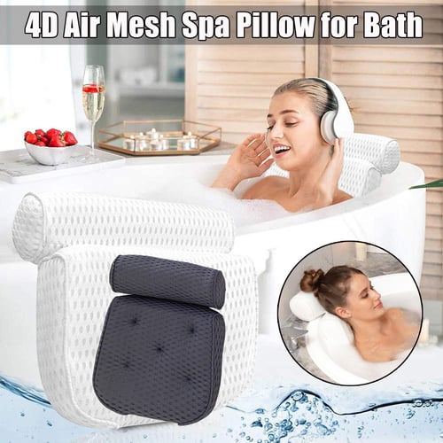 Bathtub Pillow Headrest Bath Pillows for Tub Neck and Back Support with Non  Slip Suction Cups Spa Bath Cushion 3D Mesh Spa Bath Pillow Home Massage  Relax Neck&Back Support For Bathtub Tub 