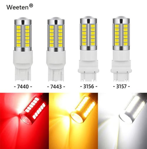 Dual Color T20 LED 7443 W21/5W Bulb 1157 BAY15D P21/5W Led T25 3157 P27/7W  Car DRL Turn Signal Lamp Auto Lights Bulb Switch