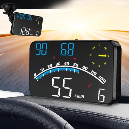 Car Digital Speedometer Head Up Display GPS HUD HD LED Display Overspeed  Warning
