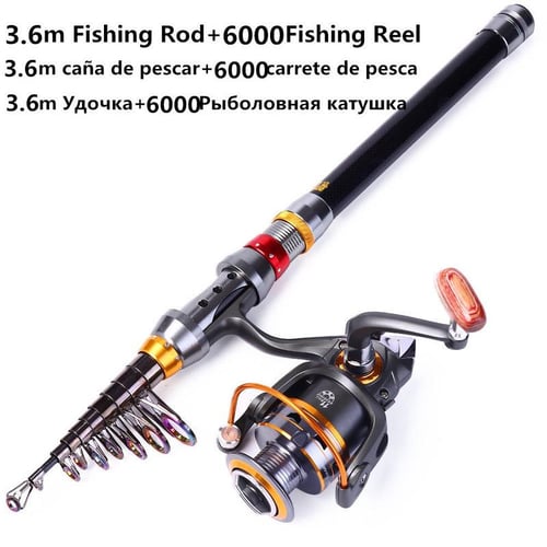 Telescopic Fishing Rod Reel Combos 1.8M-3.6M Travel Fishing Rods With 13+1BB  Spinning Fishing Reel