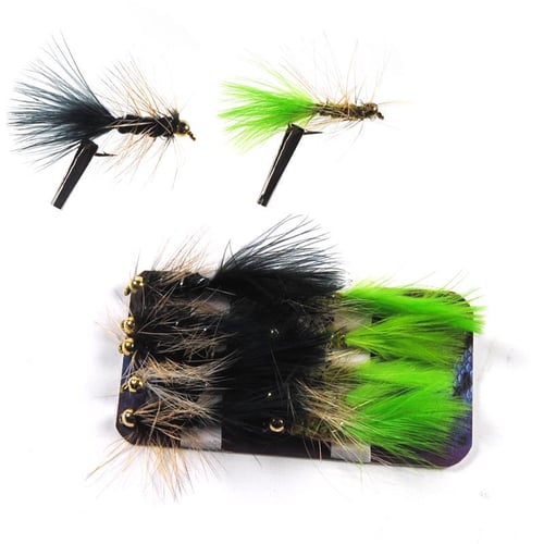 10 Chartreuse Green Black Brass Bead Head Streamer Fly for Trout
