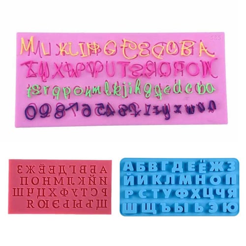 3D Russian Alphabet Silicone Mold Letters Chocolate Molds Cake