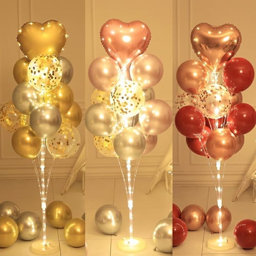 1set Led Balloon With Column Stand Luminous Transparent Bobo Balloons Stand Led String Lights Wedding Birthday Party Decoration-color:4