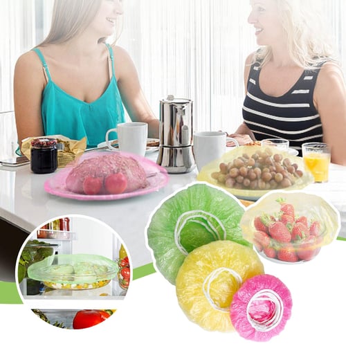 All Size Colorful Plastic Covers for Food Storage Wrap Elastic Covers for Bowls, Plates, Dishes - 50 Reusable, Disposable Bowl Covers for Leftovers