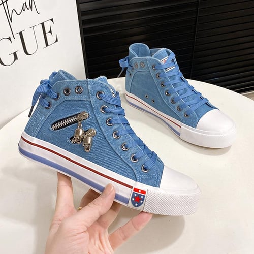 High Top Denim Shoes For Girls Denim High-top Canvas Shoes Women's