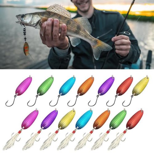 Fishing lures spoon metal bait Double Japanese Hook Feathers 2.5g