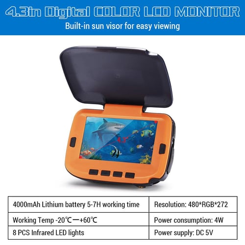 Underwater Fishing Camera with 4.3in Digital LCD Monitor 120 degrees  300,000 Pixels 8 CS Night Vision for - купить Underwater Fishing Camera  with 4.3in Digital LCD Monitor 120 degrees 300,000 Pixels 8