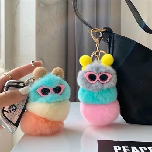 1piece cute rabbit fur keychain