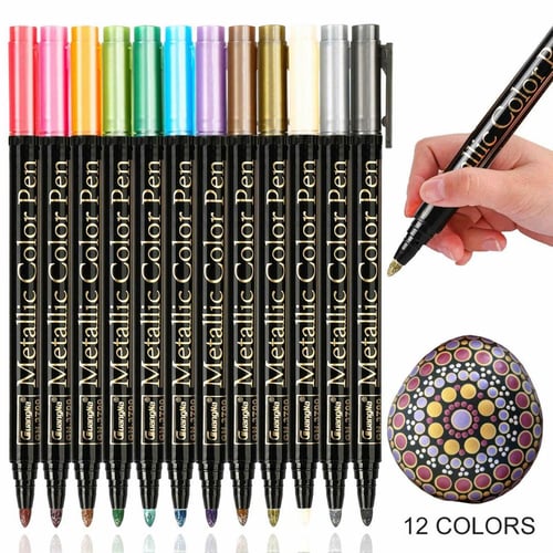 12PCS Silver/ Gold Metallic Marker Pen diy Photo Album Scrapbooking Crafts  Watery Art Markers For Card Making