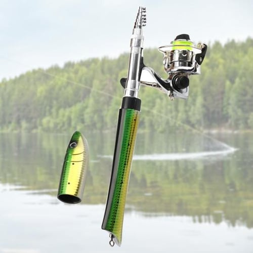 GREEN 1 6M Carbon Fiber Fishing Rod Reel Combo Fish Shaped Pocket