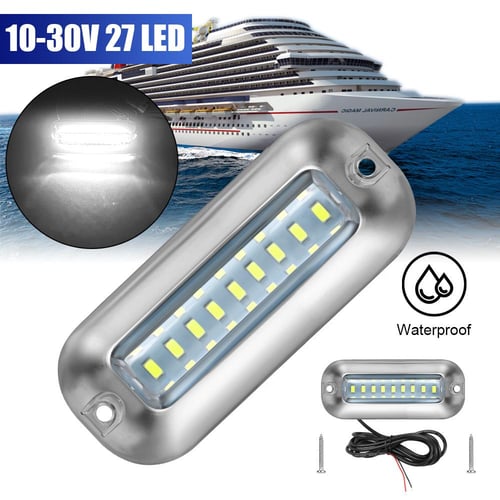 Blue Marine LED Boat Underwater Pontoon Transom Light, Polished 316  Stainless Steel Housing