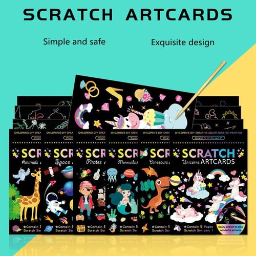 Scratch Paper Art Set Rainbow Magic Scratch Paper 50 PCS for Kids