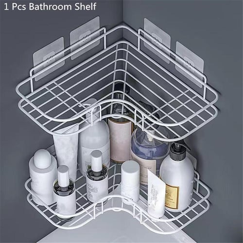Punch-free Bathroom Corner Shelf, Wall Mounted Triangular Multi-layer  Storage Rack Set
