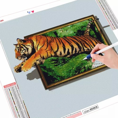 5D Diy Diamond Painting Animals Tiger Cross Stitch Set Full