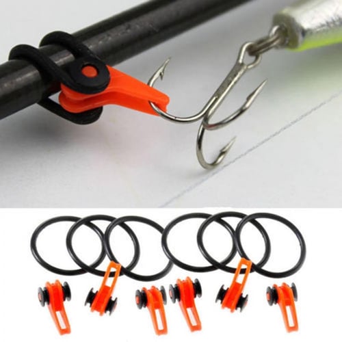 5PCS Elastic-Fishing-Rod Hook Keeper Fly Pole Rubber Rings Metal