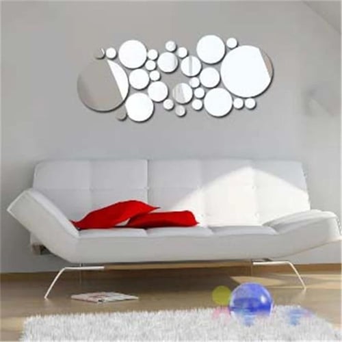 Acrylic Mirror Wall Stickers,Mirror Wall Decals,DIY Hollow Mirror Wall  Decor,Self Adhesive Mirrors Stickers for Home Decoration(Silver,10 Pcs)