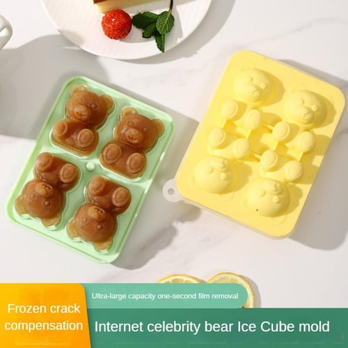 Bear Ice Mold 4 Grids, Ice Cube Trays Mold to Make Lovely 3D DIY