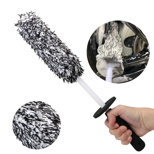 Car Wash Super Brush Plush Premium Wheels Brush Non-Slip Handle Rims Spokes  Microfiber Wheel Barrel Tire Rim Cleaning Brush