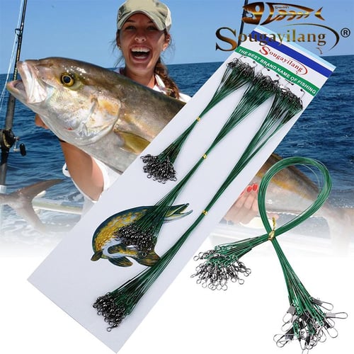 Cheap MUQZI Sports Accessory 20Pcs 15/20/25cm Anti-Bite Steel Leader Wire  with Swivel Pin Fish Accessories