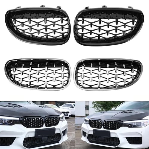 Pair front kidney matte black grill grilles for bmw e60 e61 5 series m5  03-10