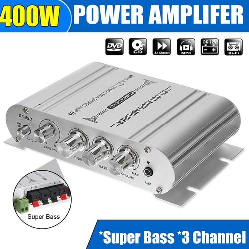 DC12V 2A 400W 3 Channel Mini Amplifier 2.1 Stereo HiFi Car