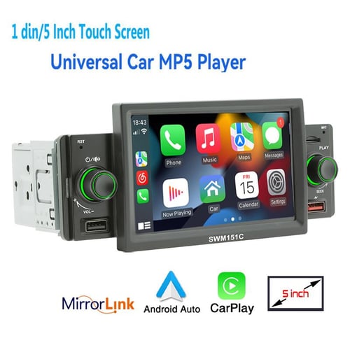 Radio 1 Din Car Radio CarPlay Android Auto 5 Pulgadas MP5 Player