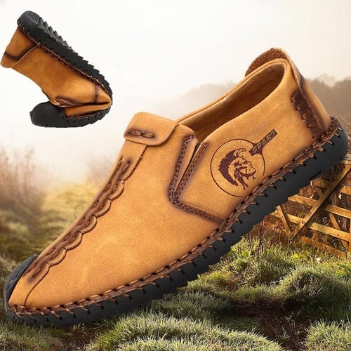 Handmade men brown leather moccasin, dress leather shoes for mens, loafer  shoes