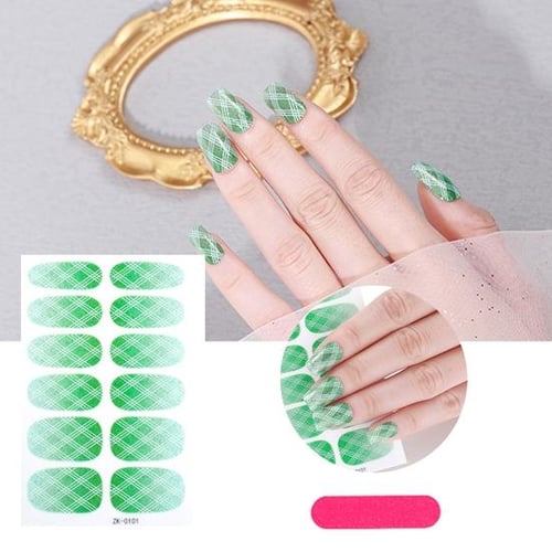 1 Set Semi Cured Gel Nail Strip with Nail File Prep Pad Wooden Stick  Self-adhesive Long Lasting Glossy UV/LED Nail Lamp Full Nail Polish Sticker  – the best products in the Joom