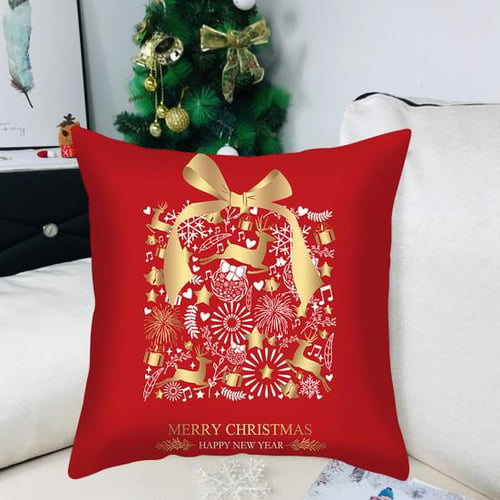 45x45CM Christmas Square Pillow Case Cartoon Santa Reindeer Gnome