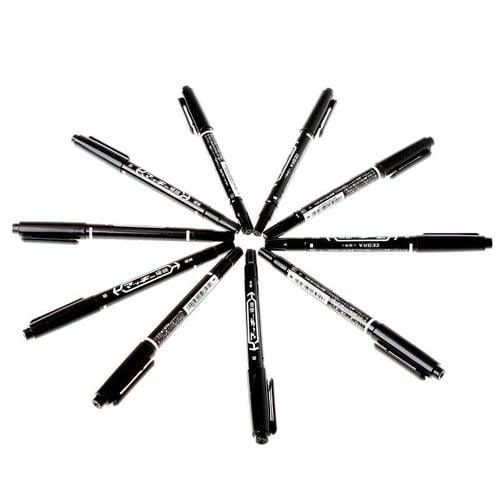 Double Marker Black Ink Waterproof Marking Pen 10pcs for Students