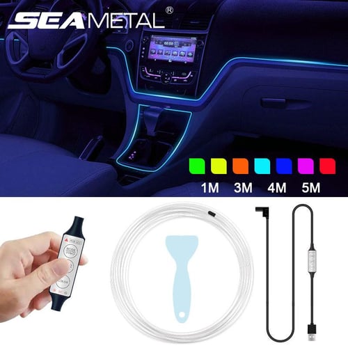 Car Interior Decorative Lamps Strips Atmosphere Lamp Cold Light Decorative  Dashboard Console Auto LED Ambient Lights 1/3/4/5M