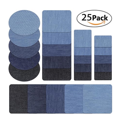 20pcs DIY Design Iron on Denim Fabric Patches Clothing Jeans Repair Kit 5  Colors