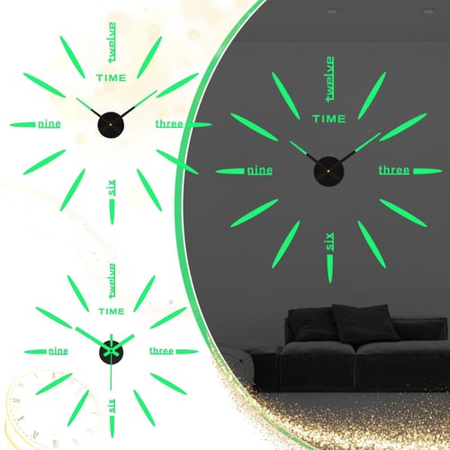 3D Wall Clock Luminous Frameless Wall Clocks DIY Digital Clock