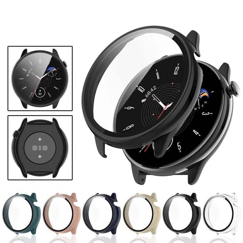 For Huami Amazfit Bip 5 PC Protective Case Smart Watch Cover with Tempered  Glass Screen Protector - Transparent Wholesale
