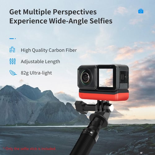 TELESIN TE-MNP-117 1.16m/ 3.8ft Carbon Fiber Selfie Stick Adjustable  Extension Pole with 14 Inch Screw Replacement for Insta 360 One X/ One X2/  One R Panoramic Action 