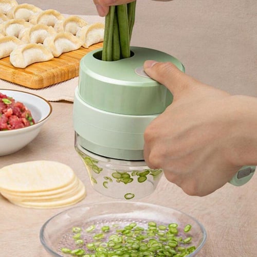 4 in1 Handheld Electric Vegetable Cutter Slicer Garlic Mud Masher USB  Wireless Chopper Cutting Pressing Mixer Food Slice for Garlic Pepper Chili  Onion