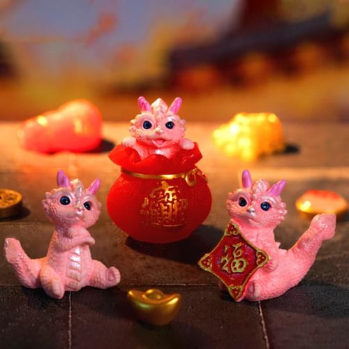 Mini Dragon Ornament Bright Colors Cute Dragon Figurine Resin