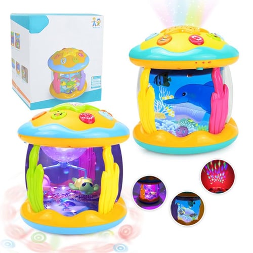 Cheap Baby Toys 1-3 Years Babies Ocean Light Rotary Projector Musical Toys  Montessori Early Educational Sensory Toys for Toddler Gifts