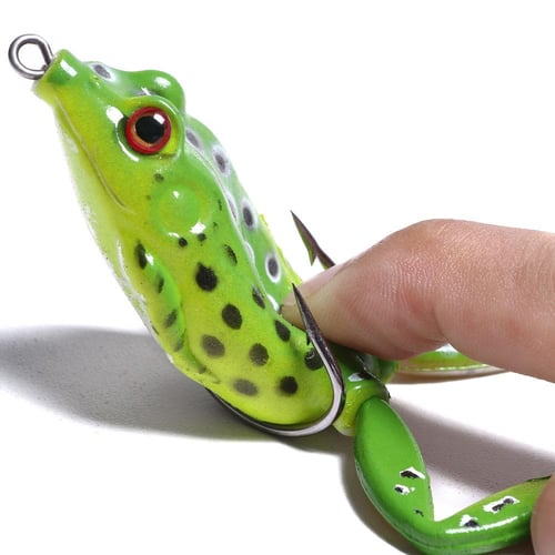 5 Pack Realistic Prop Frog Bass Trout Fishing Lures Kit Set Soft