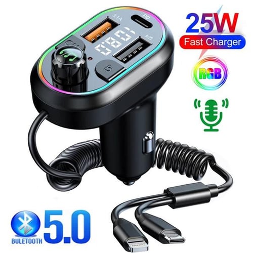 Car Bluetooth 5.0 FM Transmitter PD 25W Car Kit Auto MP3 Player