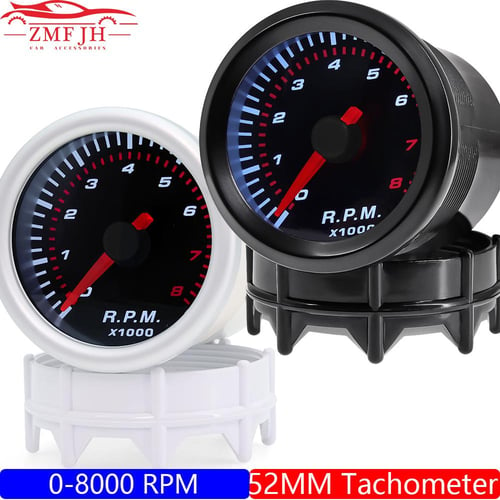 0-8000RPM Tachometer 52MM Tacho Gauge fit 4/6/8 Cylinder Gasoline Racing  Car with Blue LED Backlight Tacho Meter 12V tacometro