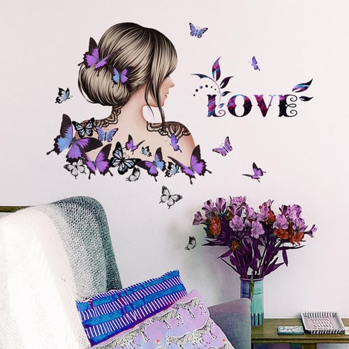 Beauty Eyes And Butterfly Wall Stickers Living Room Bedroom Decoration  Wallpaper Mural Pvc Stickers Art Decals